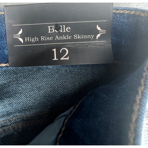 Nanette Belle High Rise Ankle Skinny Jeans Blue With Rhinestone Detail Size 12 - Picture 14 of 16